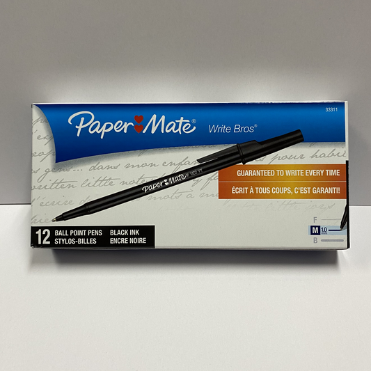 Ball point pens Medium 1.0mm Black - Paper Mate Biro (12 Pack)