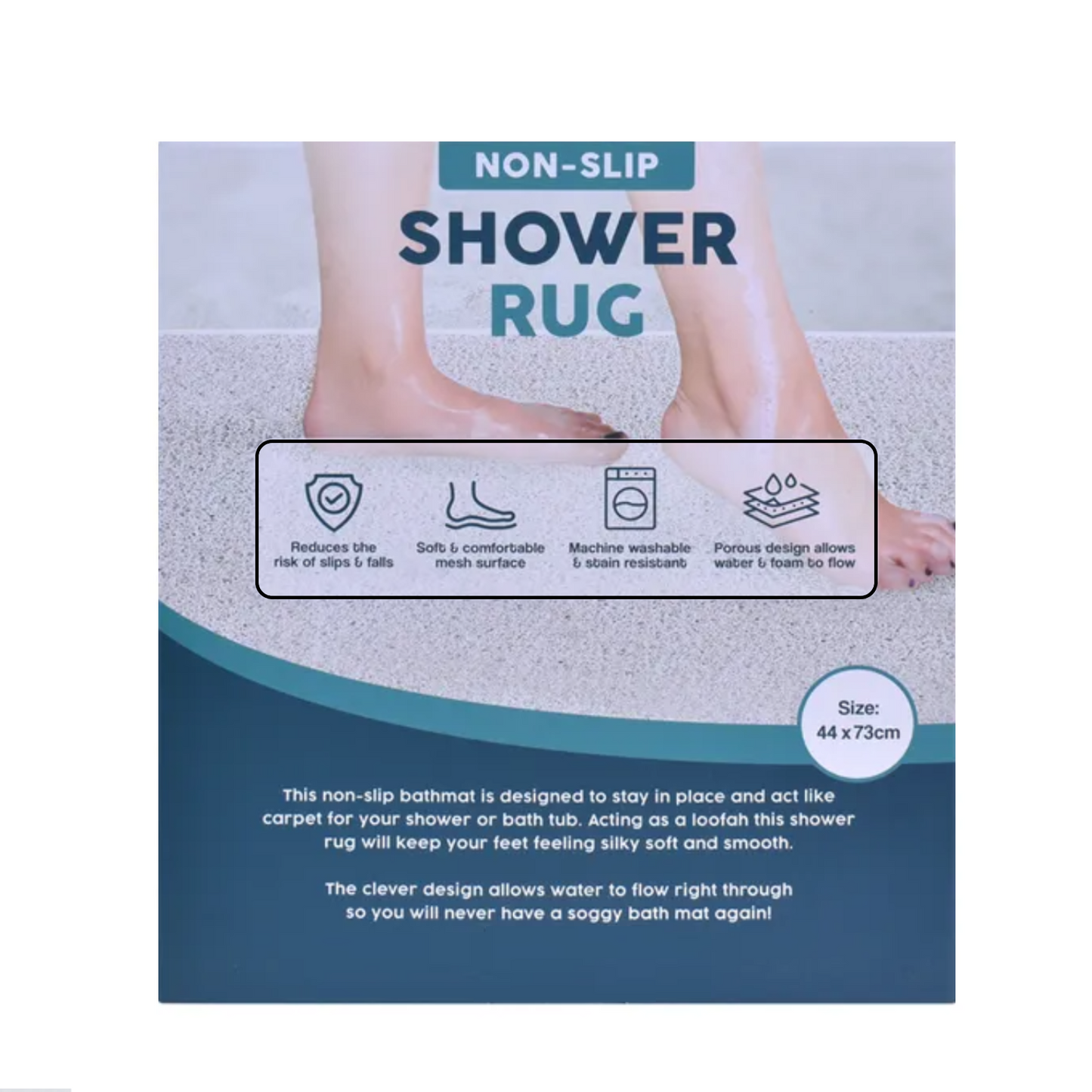 Shower Rug Bath Mat non slip 44cm x 73cm