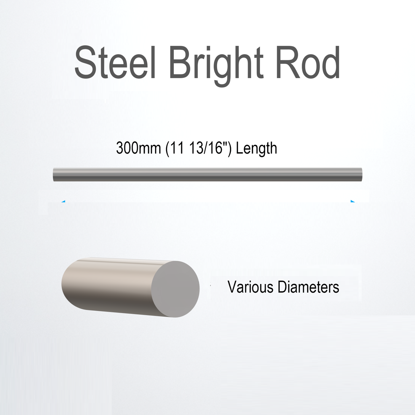 Steel Round Solid Rod Bright 300mm HDLC-Bright