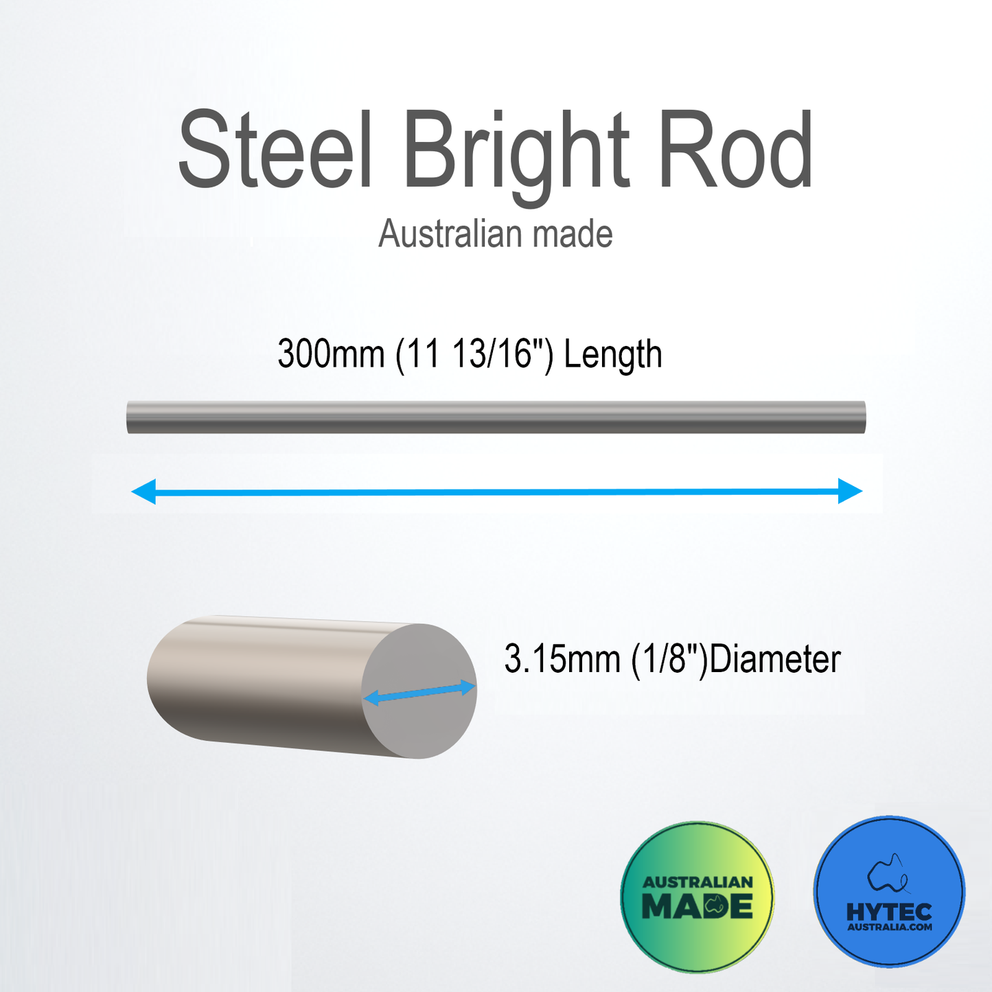 Steel Round Solid Rod Bright 300mm HDLC-Bright
