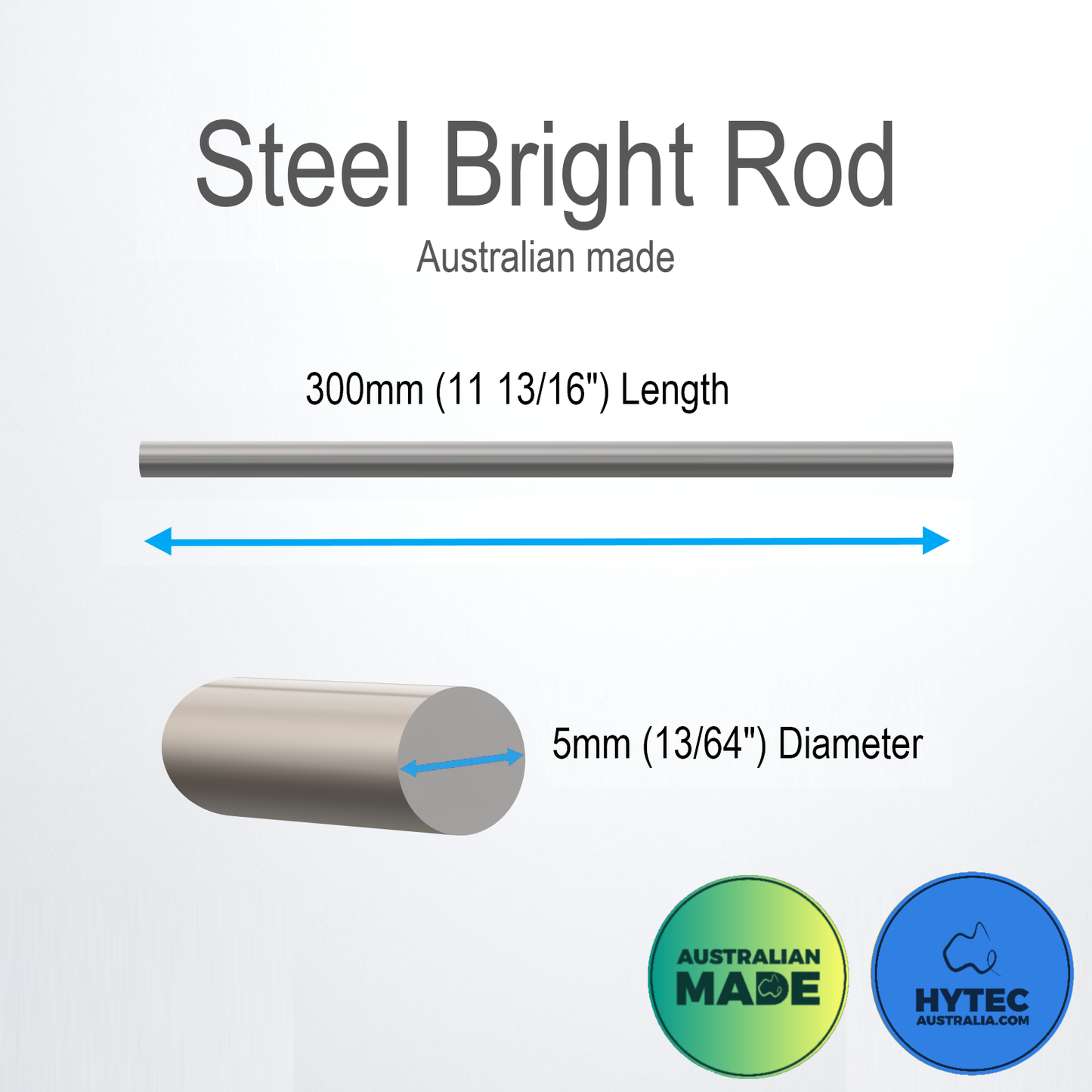 Steel Round Solid Rod Bright 300mm HDLC-Bright
