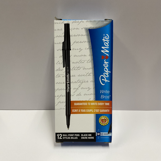 Ball point pens Medium 1.0mm Black - Paper Mate Biro (12 Pack)