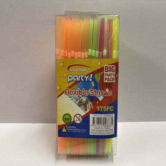 Bendy Plastic Neon Straws 175 pack