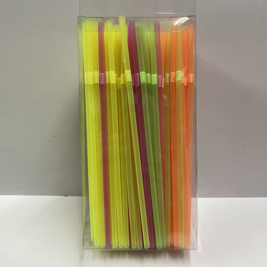 Bendy Plastic Neon Straws 175 pack
