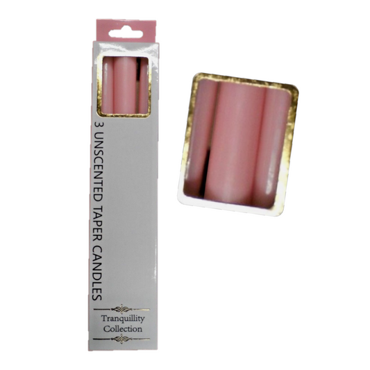 Candles Taper Unscented Pink Princess Pink 3 Pack