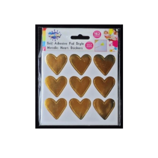 Sticker Gold Metallic Heart Sticker 162 Pack Self adhesive Foil Style