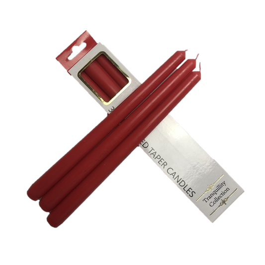Candles Taper Unscented Red 25cm 3 Pack