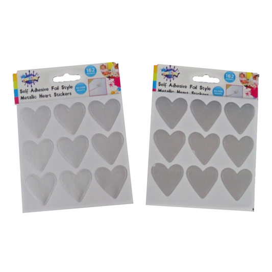 Stickers Silver Hearts Metallic Sticker 162 Pack Self adhesive Foil Style